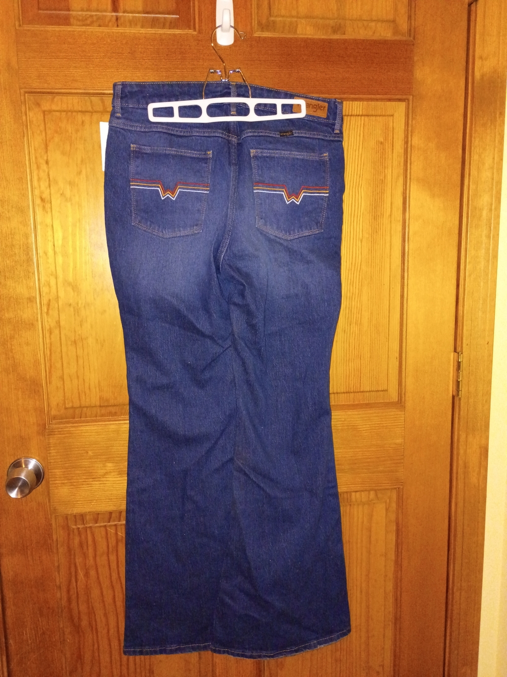 Wrangler Women’s Indigo Flare Jeans with Contrast Back Pocket Stitching